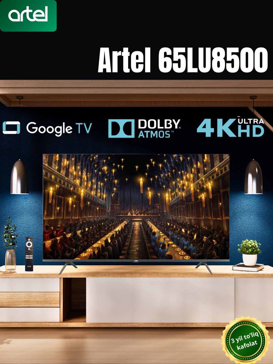 OPTIMAL GROWTH - Купить Телевизор Artel 65LU8500 Smart TV 4K, темно-серый онлайн с доставкой в маркетплейсе alifshop.uz