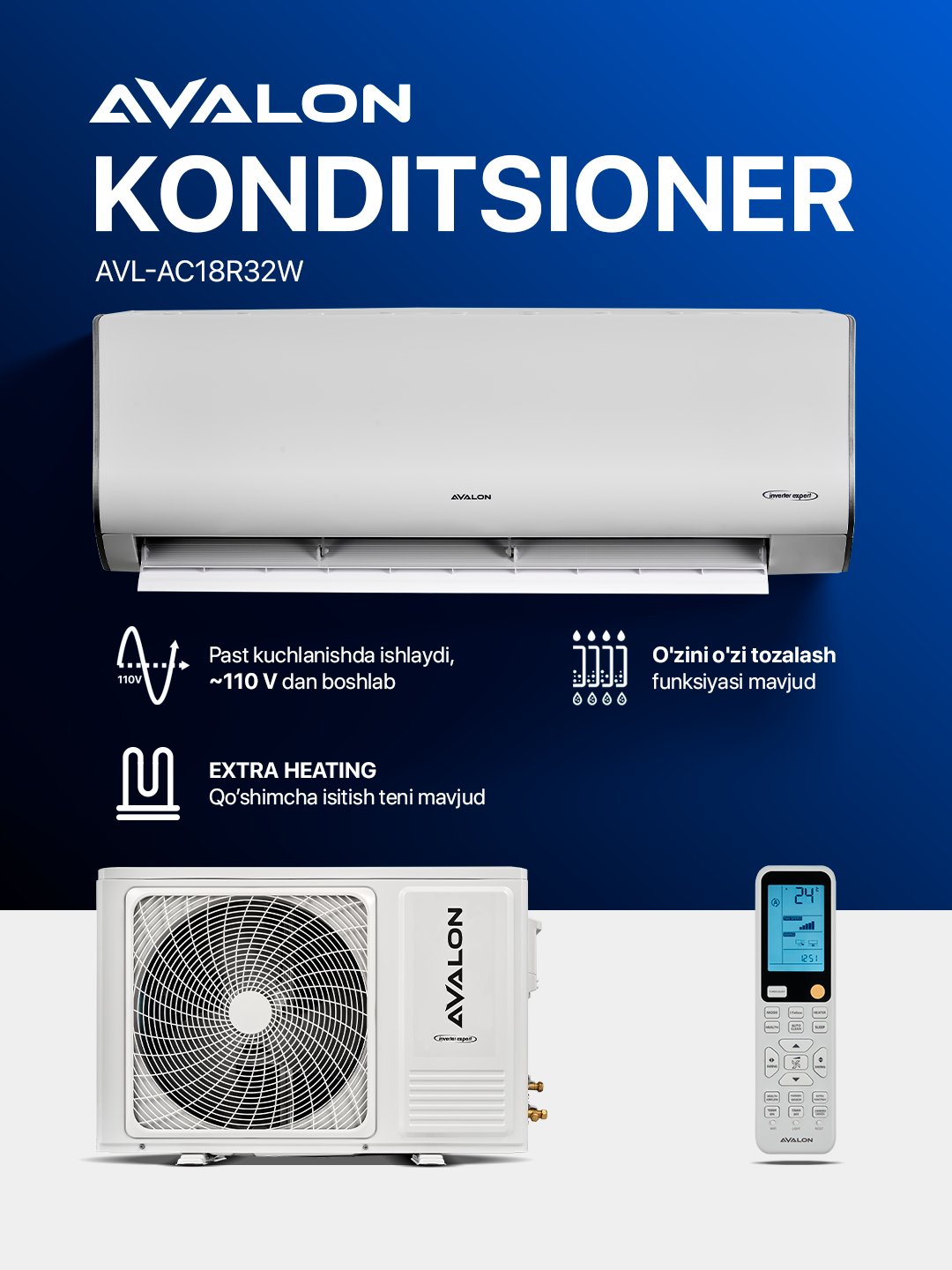 OPTIMAL GROWTH - Купить Кондиционер Avalon AVL-AC18R32 18 Inv, белый онлайн с доставкой в маркетплейсе alifshop.uz