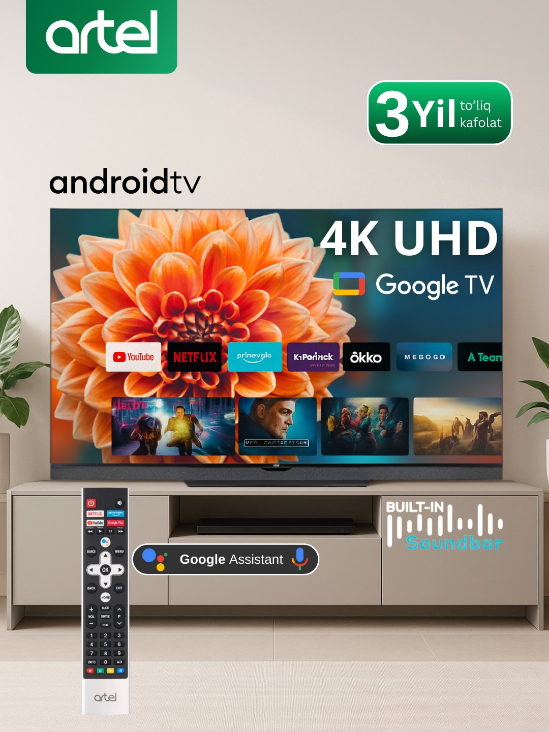 OPTIMAL GROWTH - Купить Телевизор Artel 55AU20K Smart TV 4K, Темно серый онлайн с доставкой в маркетплейсе alifshop.uz