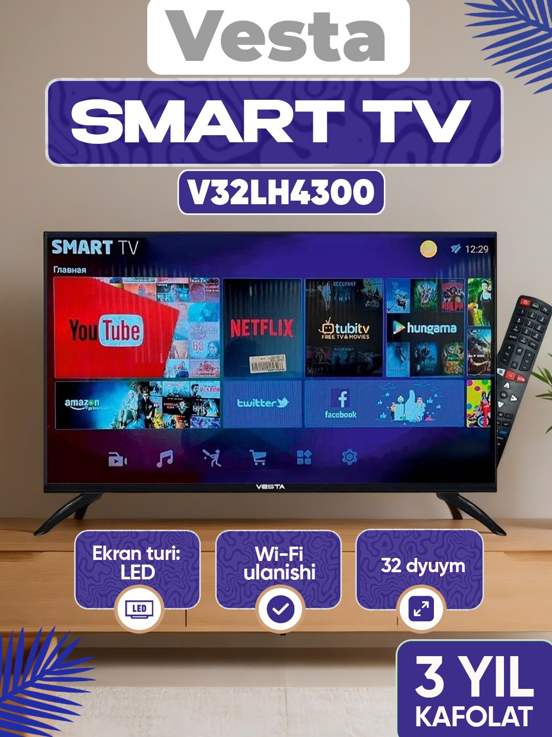 OPTIMAL GROWTH - Купить Телевизор Vesta 32VLH4300 Smart TV , черный онлайн с доставкой в маркетплейсе alifshop.uz