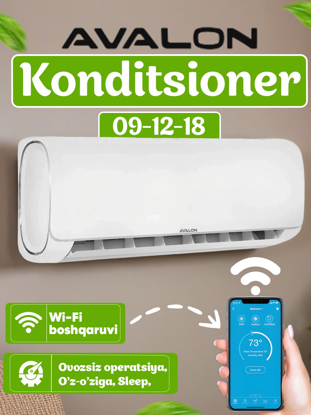 OPTIMAL GROWTH - Купить Кондиционер Avalon AVL-09 HQ New Inverter, белый онлайн с доставкой в маркетплейсе alifshop.uz