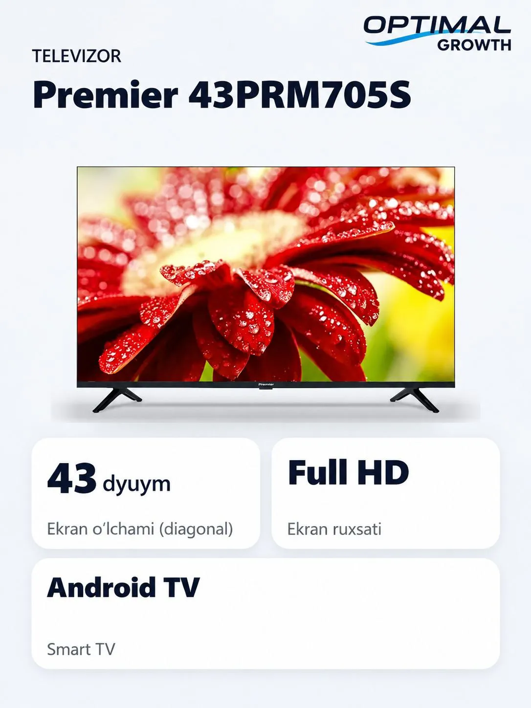 Телевизор Premier 43PRM705S Smart TV 43", Чёрный