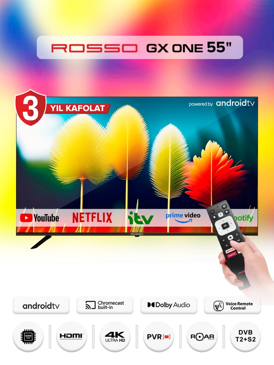 Телевизор Rosso 55GX90W, черный