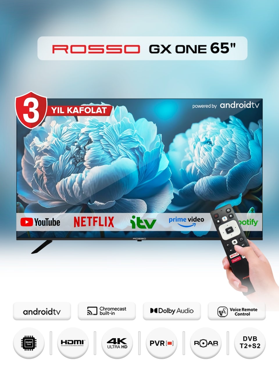 Телевизор Rosso 65GX90W , черный